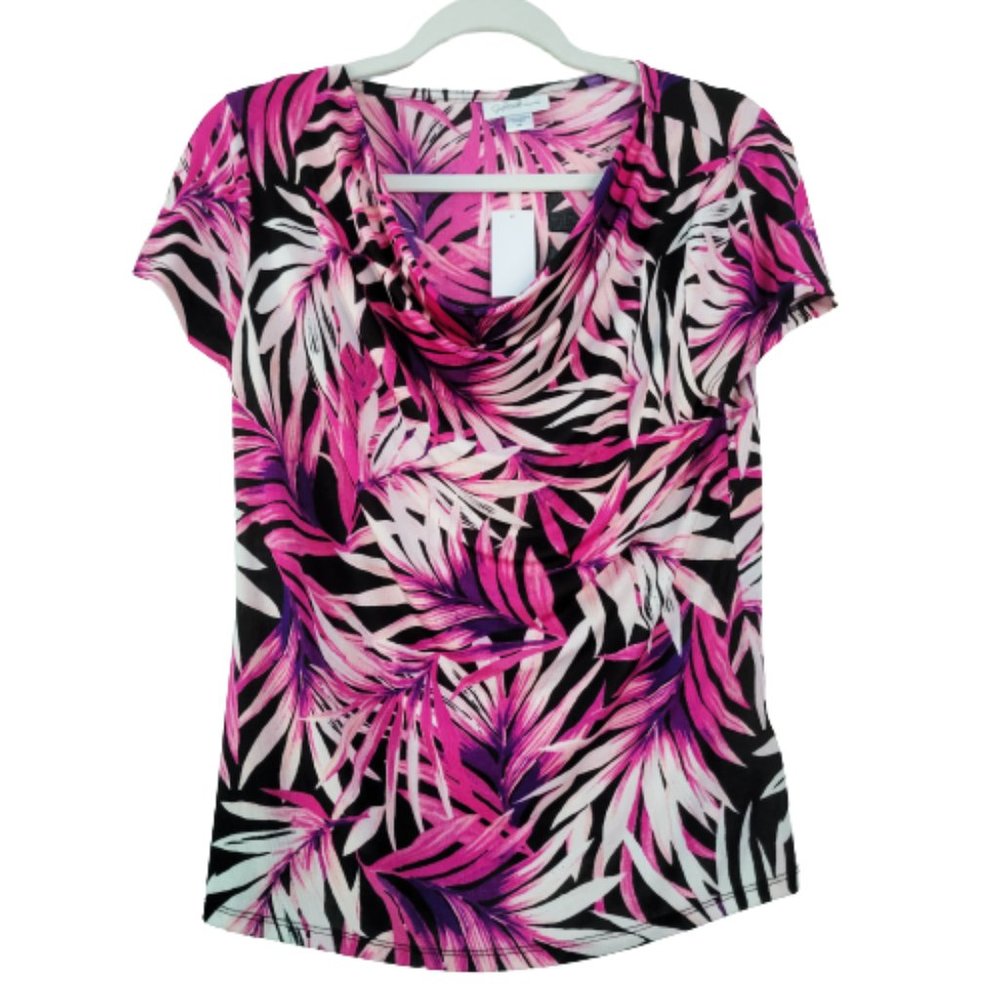 Jaclyn Smith Floral Tropical Top Shirt Hawaiian S